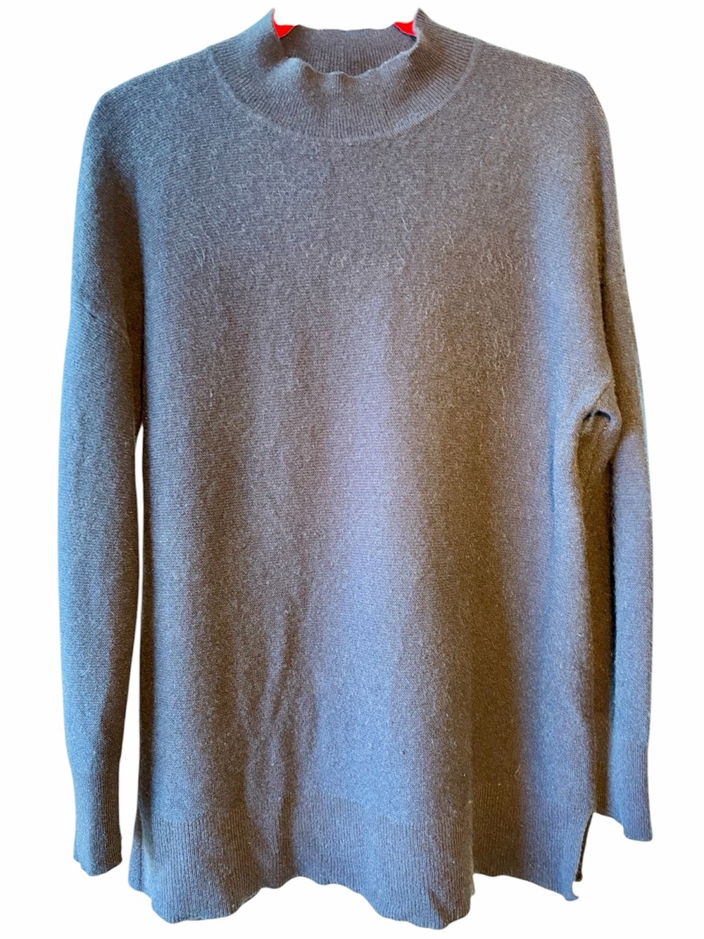 L.L.Bean 100% Recycled Cashmere Women’s Mockneck Sweater Navy Blue Large 516398